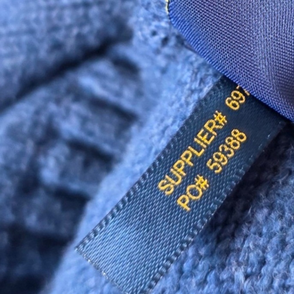 Polo Ralph Lauren Button Mock Neck Sweater Mens Large Blue Cotton RN41381 - Picture 6 of 9